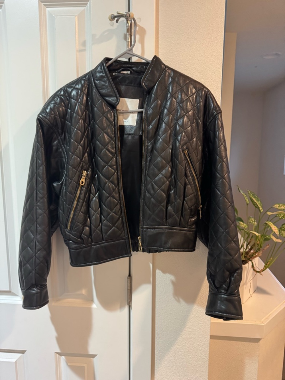 Andrew Marc Black Quilted Bomber Jacket